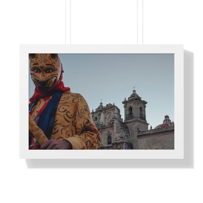 Photography art titled “Centro Celebration.” The framed photography wall art depicted is 24"x16" and is pictured in a white frame option. 

A person dancing in a jaguar costume in front of a church during a Oaxacan celebration.

Mexico Print Series. Oaxaca, Mexico, 2024.

Original photography artwork by Nick Sparks.  