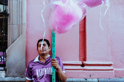 Photographic Art by Nick Sparks of a cotton candy vendor in Mexico.